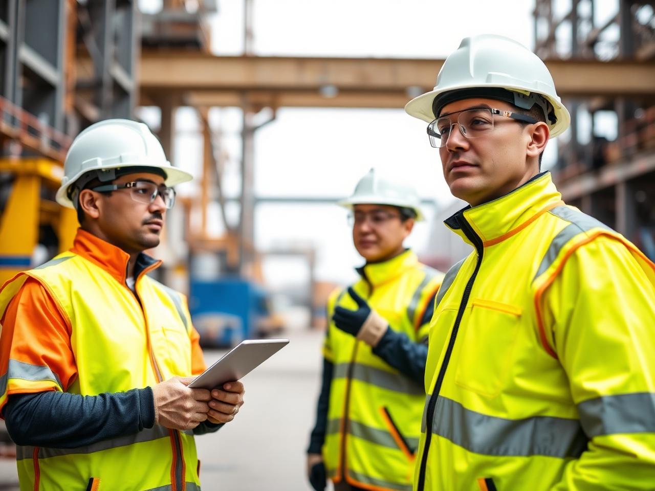Industrial workers wearing PPE and safety gear